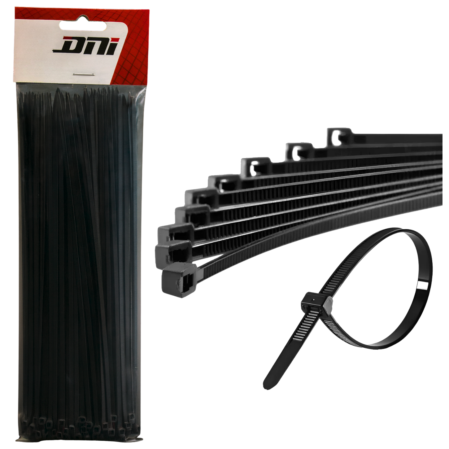 Abraçadeira de Nylon Preta 200x3,6 mm Kit 100 Peças - DNI - 5062