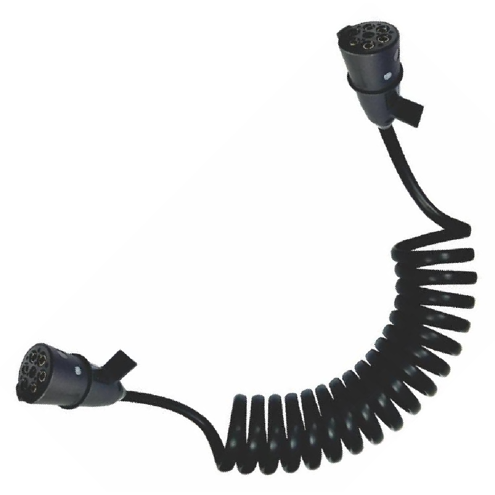 Chicote Elétrico Espiral de 4,5 Metros 7 Vias com 2 Conectores Macho - DNI - 8344