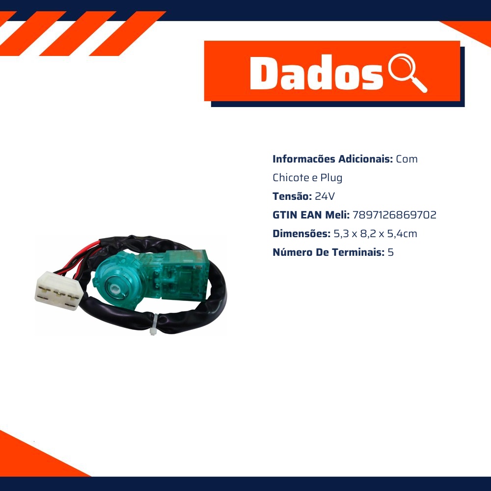 Comutador de Ignição com Chicote e Plug - DNI - 2639F