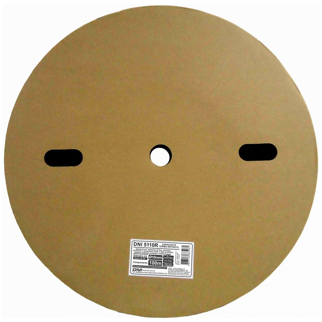 Espaguete Termo Retrátil 10mm Contração 2:1 - 100m DNI - 5110R