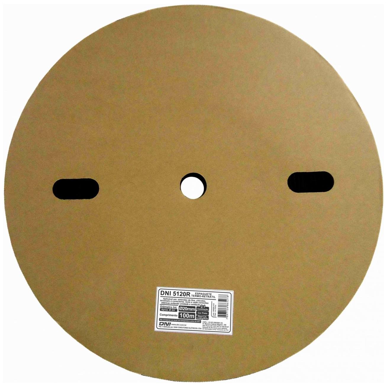 Espaguete Termo-retrátil 20mm Contração 2:1 - 100m DNI - 5120R
