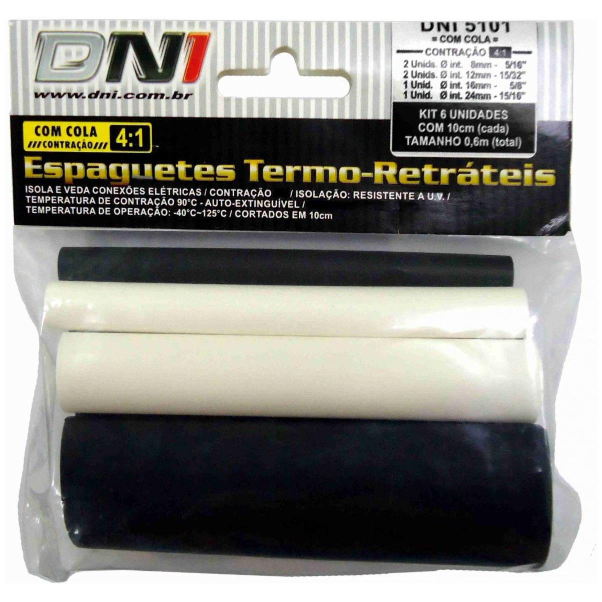 Espaguete Termo-retrátil com Cola Contração 4:1 Kit 6 Peças - DNI - 5101