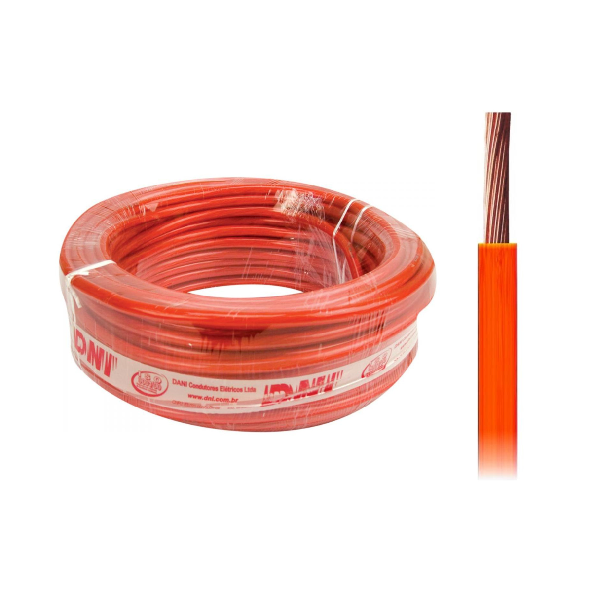 Cabo Flexível 0,30mm² Laranja Rolo com 100m - DNI - 0.30-LR