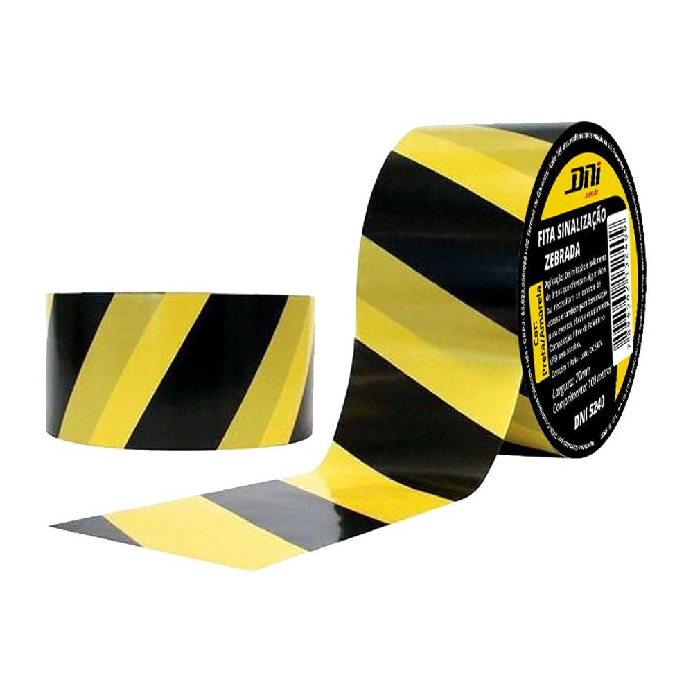Fita Zebrada para Sinalização 100 Metros 70mm - DNI - 5240