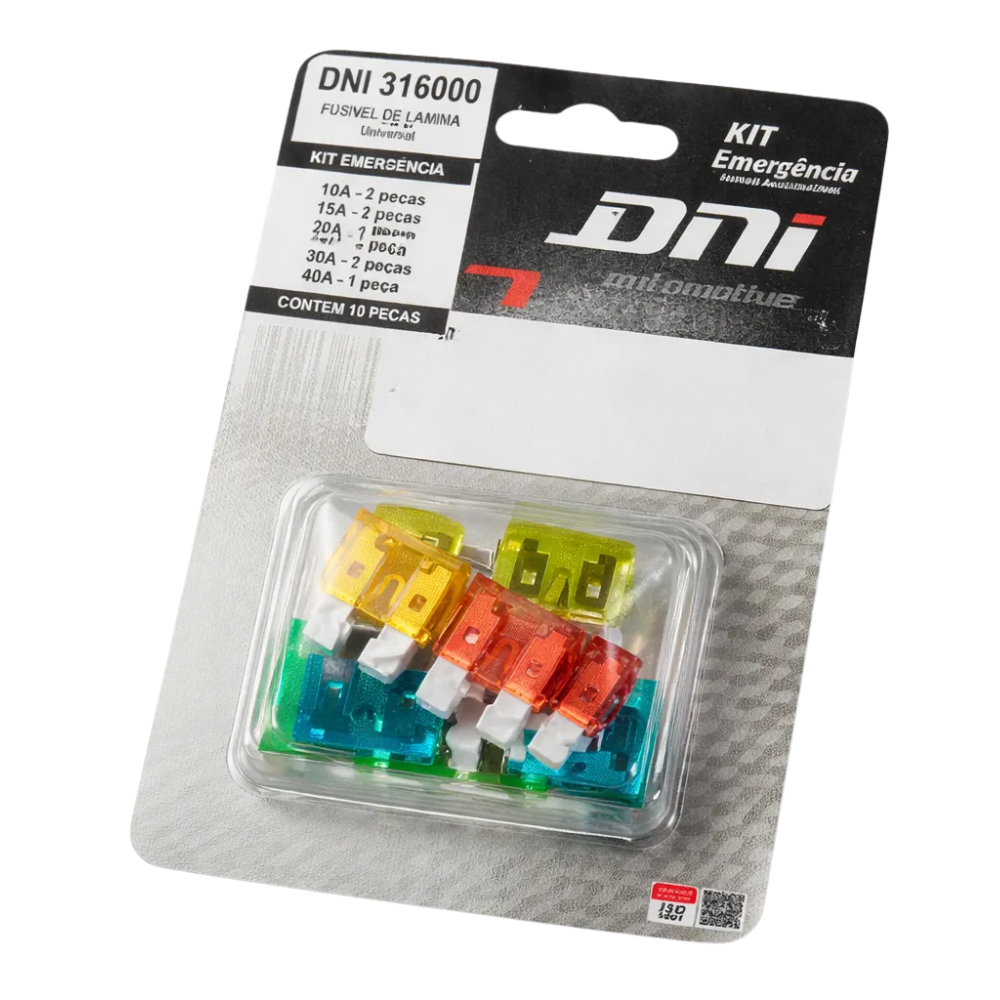 Fusível Lâmina Kit de Emergência 10 Peças Blister - DNI - 316000