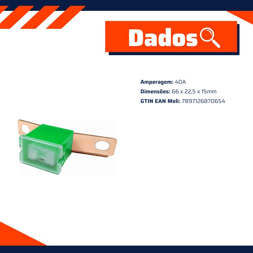 Fusível Mega Macho Lateral 40A Universal - DNI - 319240