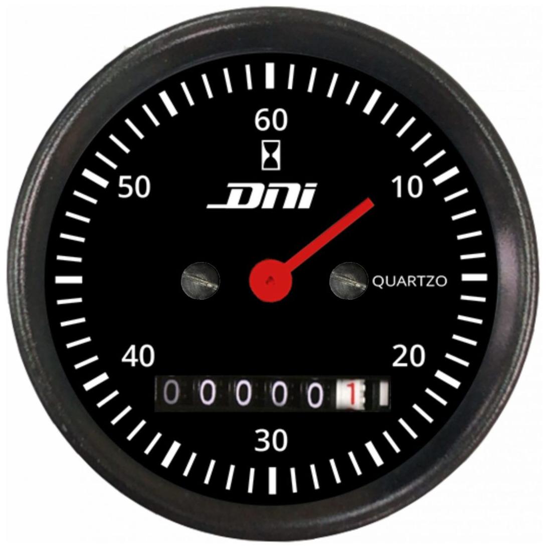 Horímetro Fundo Preto e Aro Preto 52mm Bivolt Universal - DNI - 4500