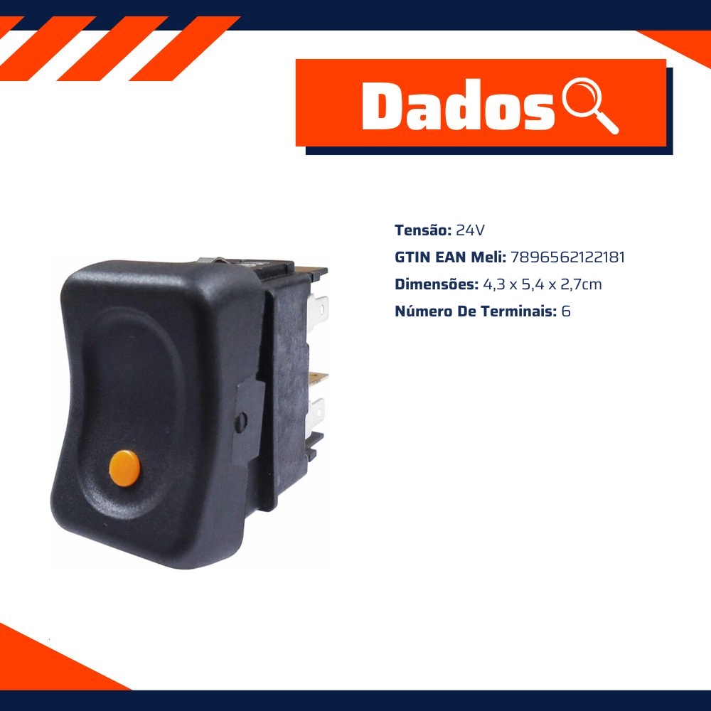 Chave Interruptor para Farol Comutadora 24V - DNI - 2218
