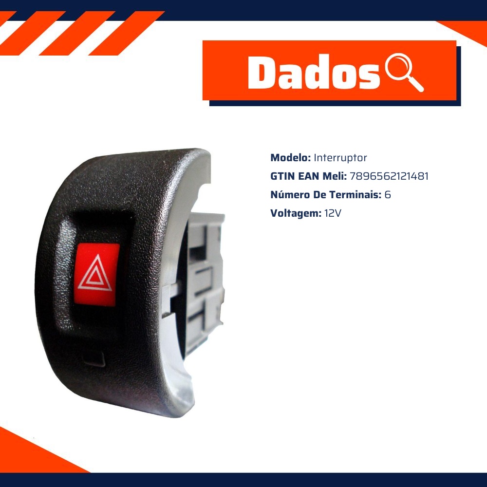 Interruptor de Luz de Emergência com Alarme para Chevrolet Astra Hatch e Astra Sedan - DNI - DNI 2148