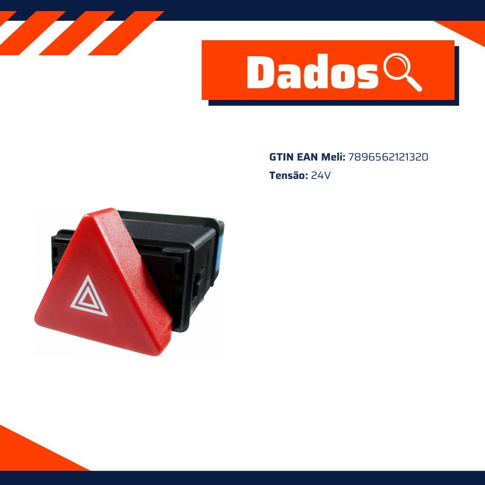 Interruptor de Luz de Emergência Botão do Pisca Alerta para Caminhões 24V - DNI - 2132