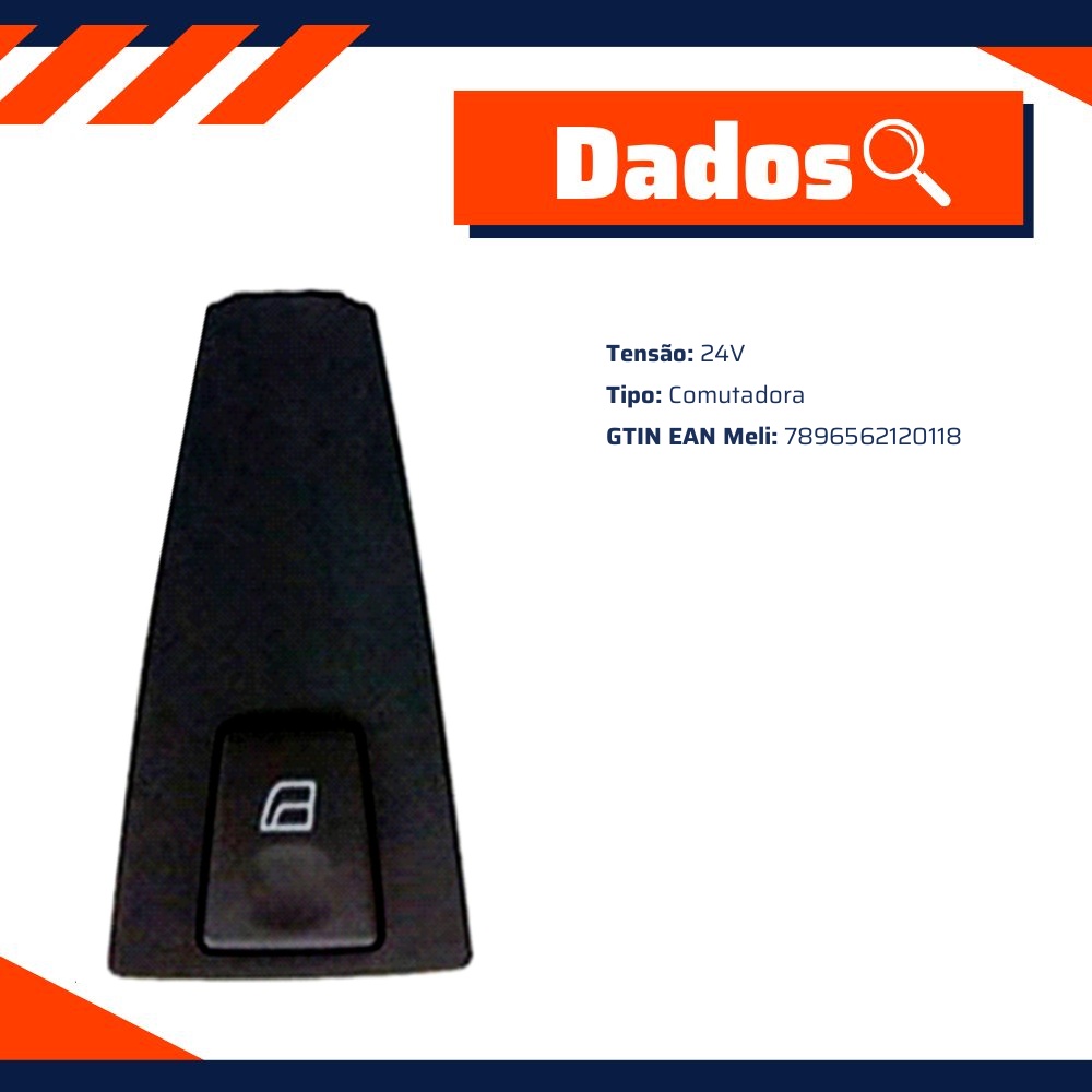 Interruptor de Vidro Elétrico 24V Chave Comutadora - DNI - 2011