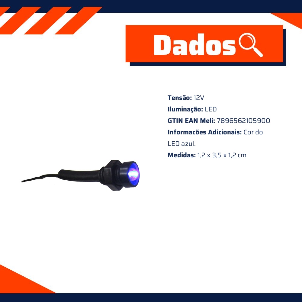 Spot LED Azul 12V - DNI - 0590