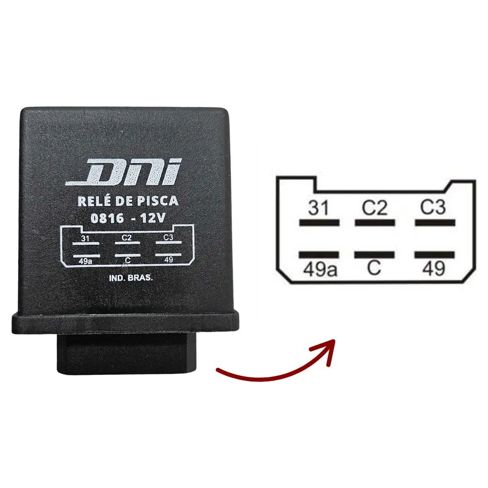 Relé Comando Pisca 12V 6 Terminais - DNI - 0816