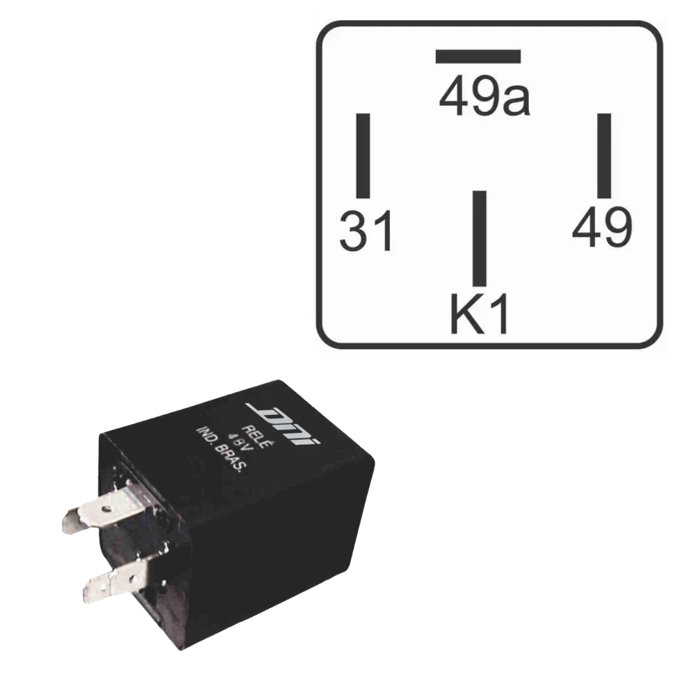 Relé de Comando para Pisca 48V 4 Terminais - DNI - 1148