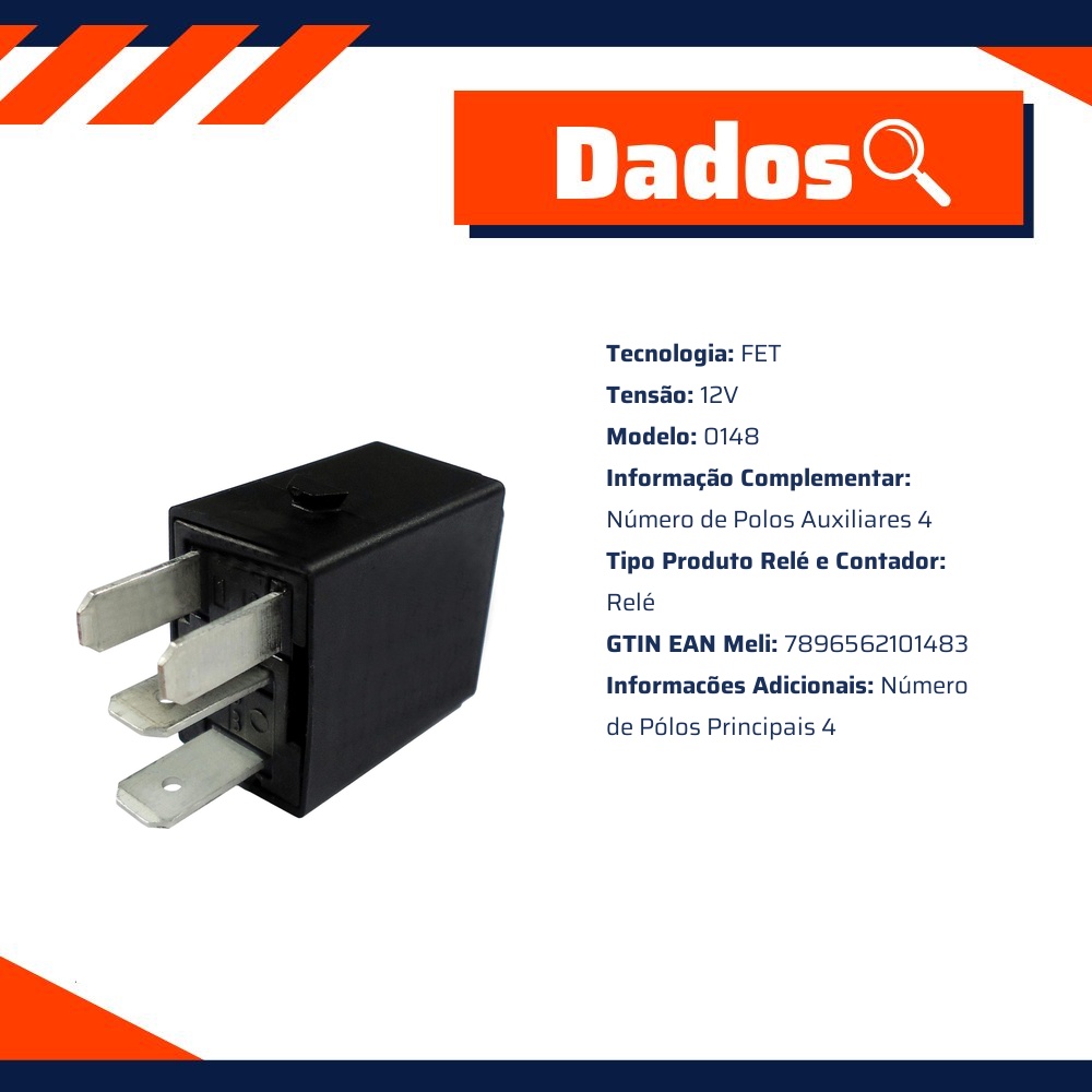 Relé Mini Auxiliar Estado Sólido Tecnologia FET 12V - DNI - 0148
