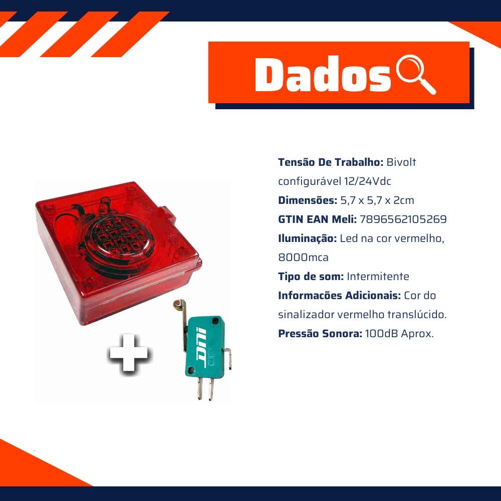Alarme Sinalizador Sonoro e Visual para Caçamba Levantada - DNI - 0526