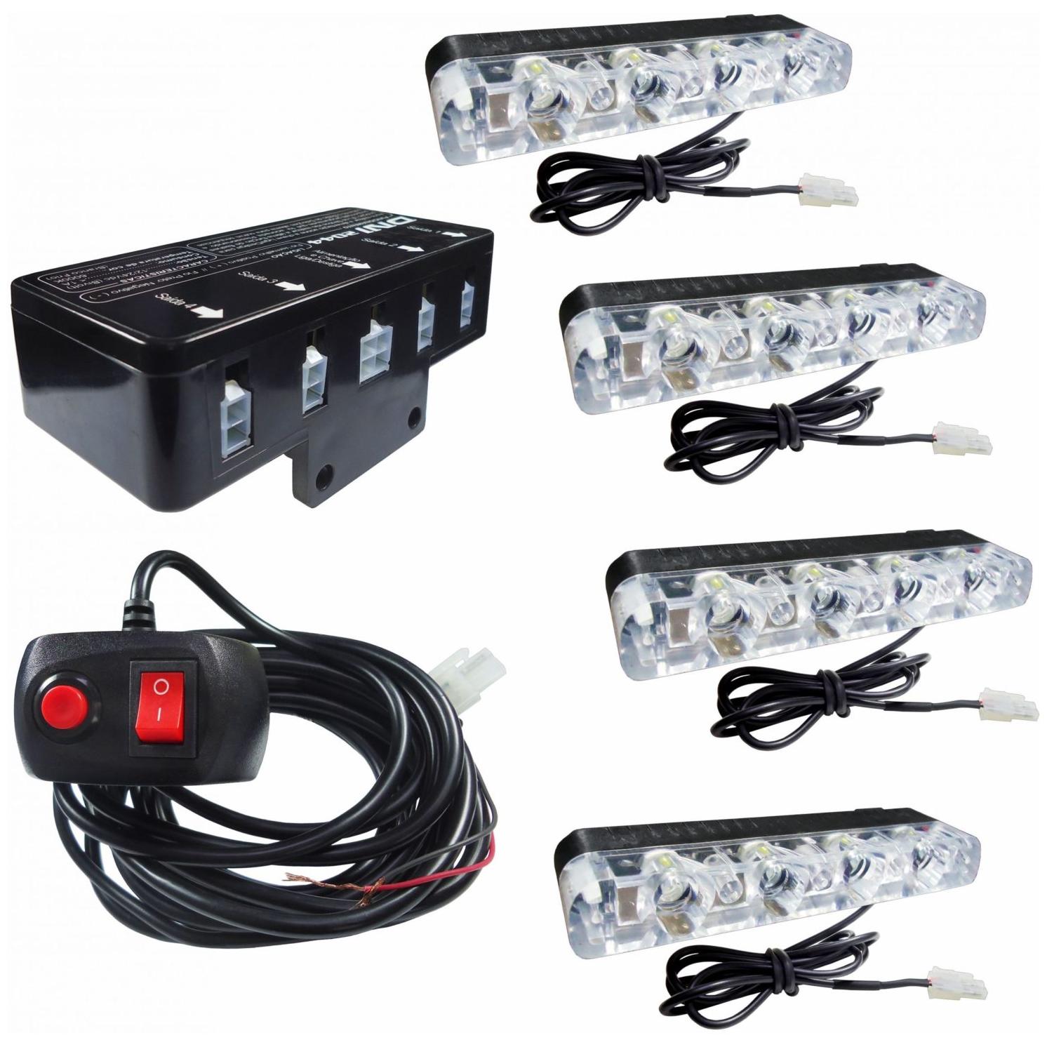 Kit de Strobo Ambar Programável com 4 Barras de LEDs SMD - DNI - 2045