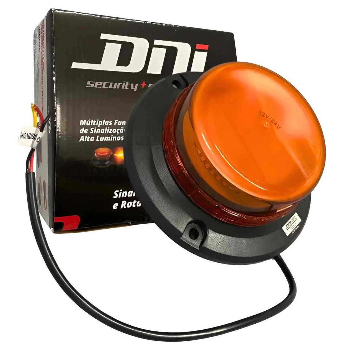 Sinalizador Giroflex Led Âmbar Rotativo e Strobo 20w 12v 24v Tripla Função - DNI - 4091