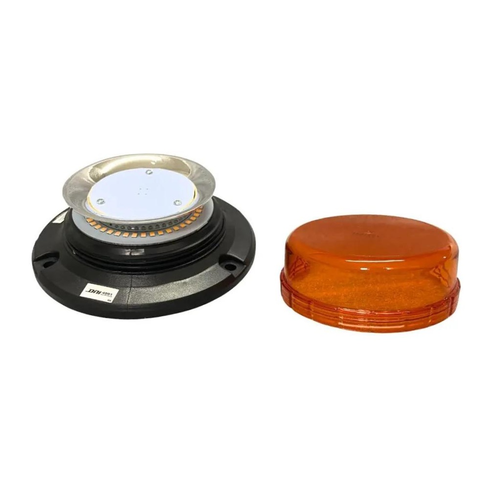 Sinalizador Giroflex Led Âmbar Rotativo e Strobo 20w 12v 24v Tripla Função - DNI - 4091