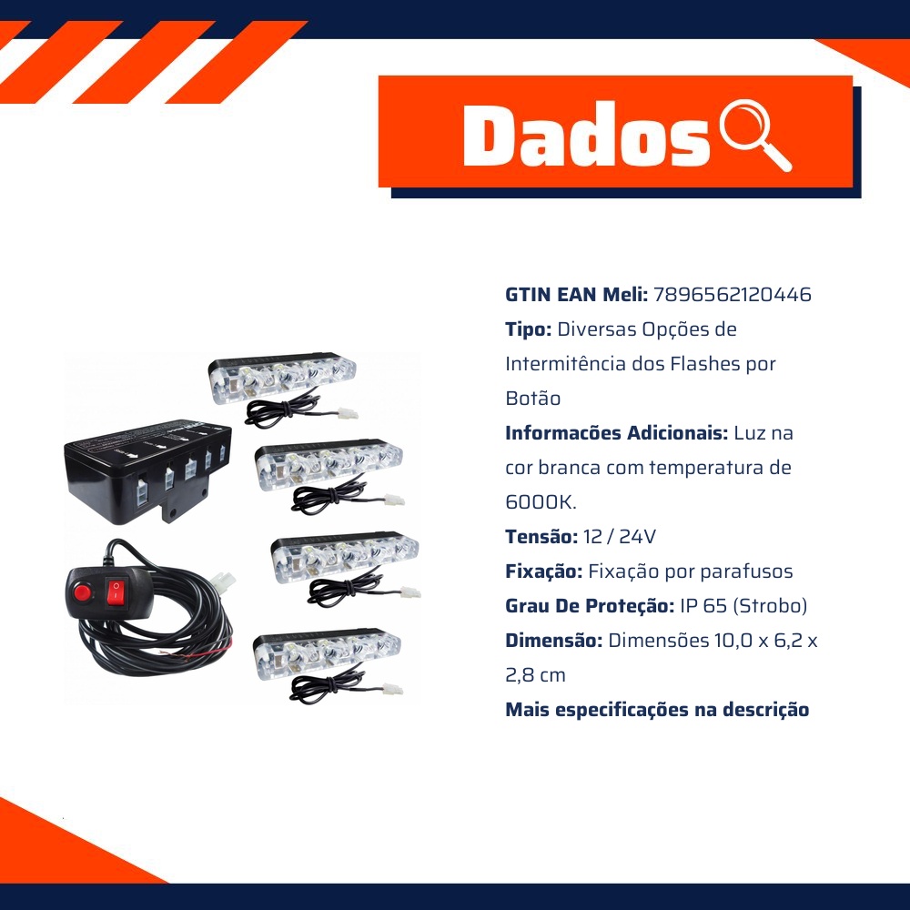 Kit Strobo Programável com 4 Barras LED SMD - DNI - 2044