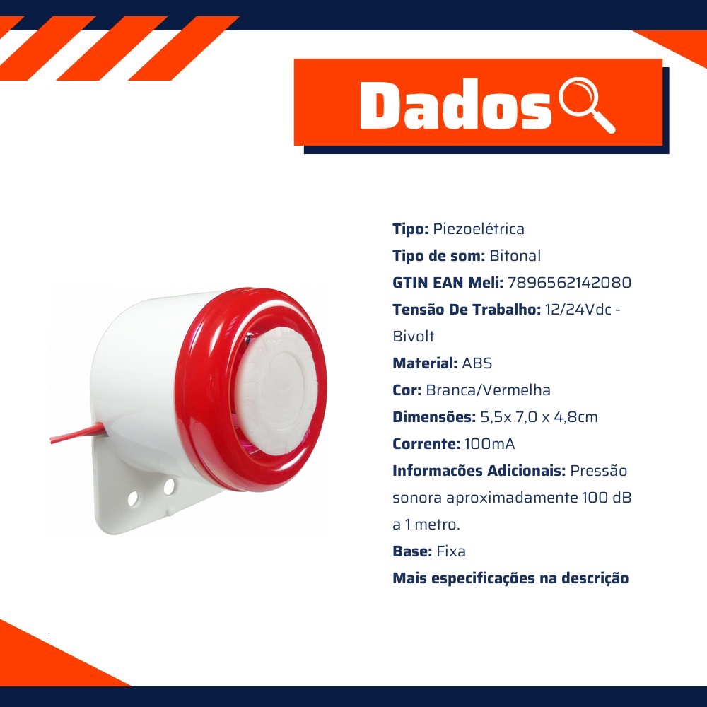Sirene Iluminação Externa e Interna, Resistente à Água, Bivolt - DNI - 4208