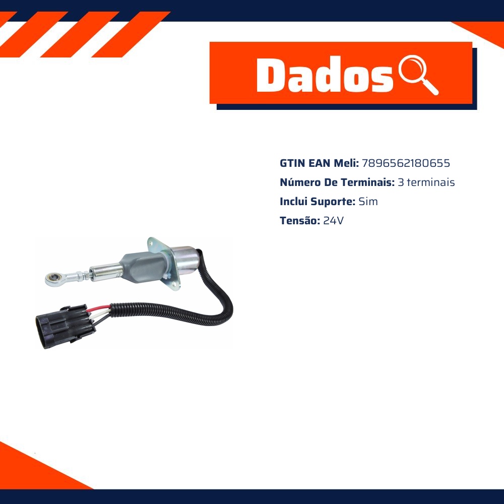 Solenoide de Parada 24V 3 Terminais - DNI - 8065