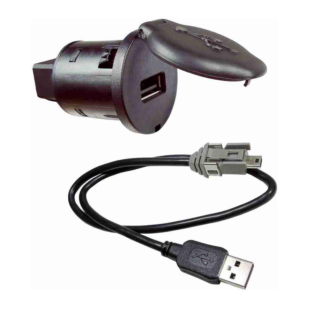 Tomada Polarizada com Tampa Saída Usb e Cabo 40Cm para Mitsubishi L200 e Pajero - DNI - DNI 0605