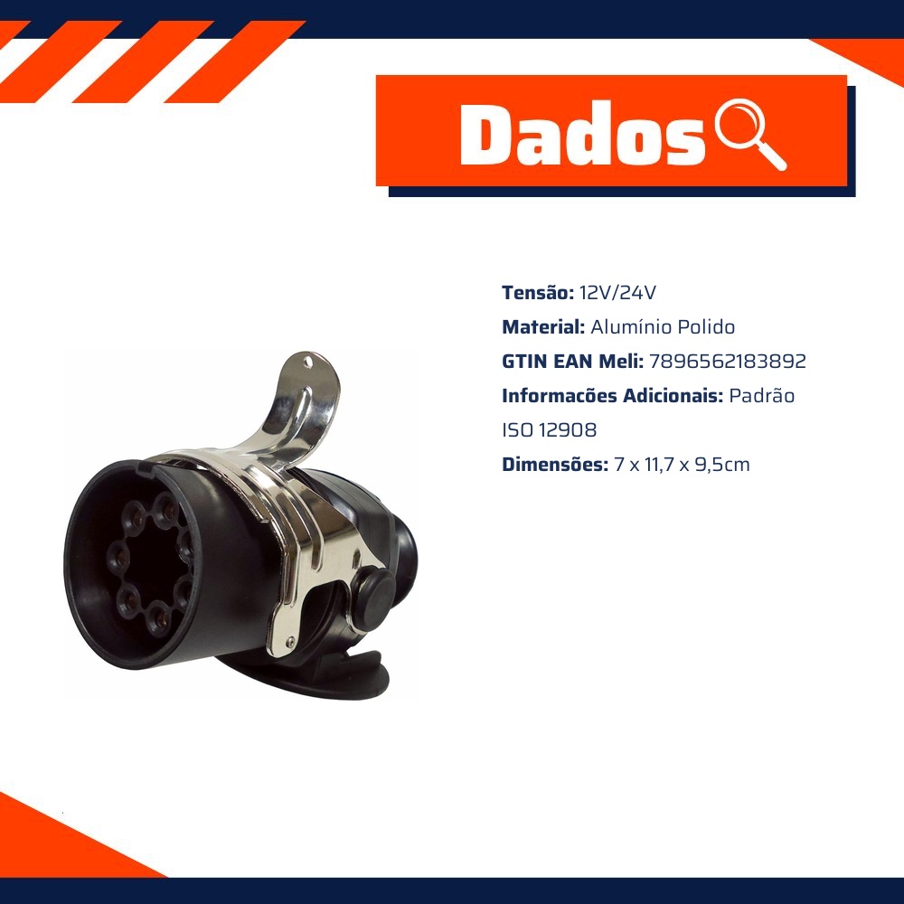 Tomada de Engate Macho Redonda 7 Polos - DNI - 8389