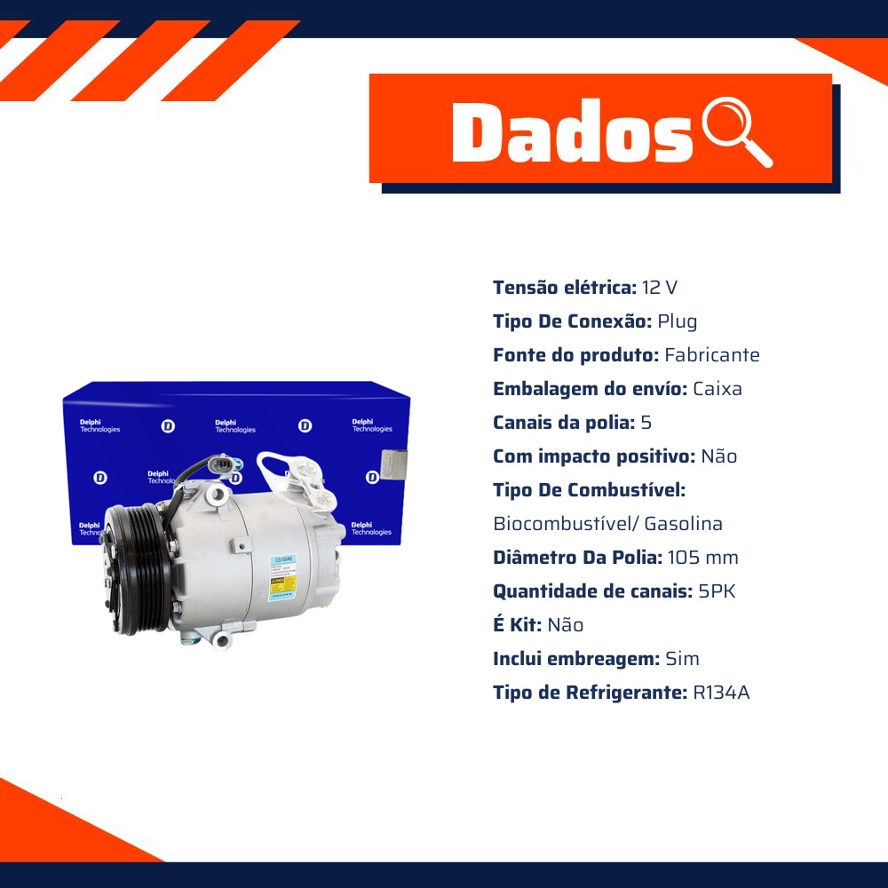 Compressor Ar Condicionado PALIO CORSA MERIVA MONTANA DOBLO PUNTO STILO STRADA - Delphi - CS10040