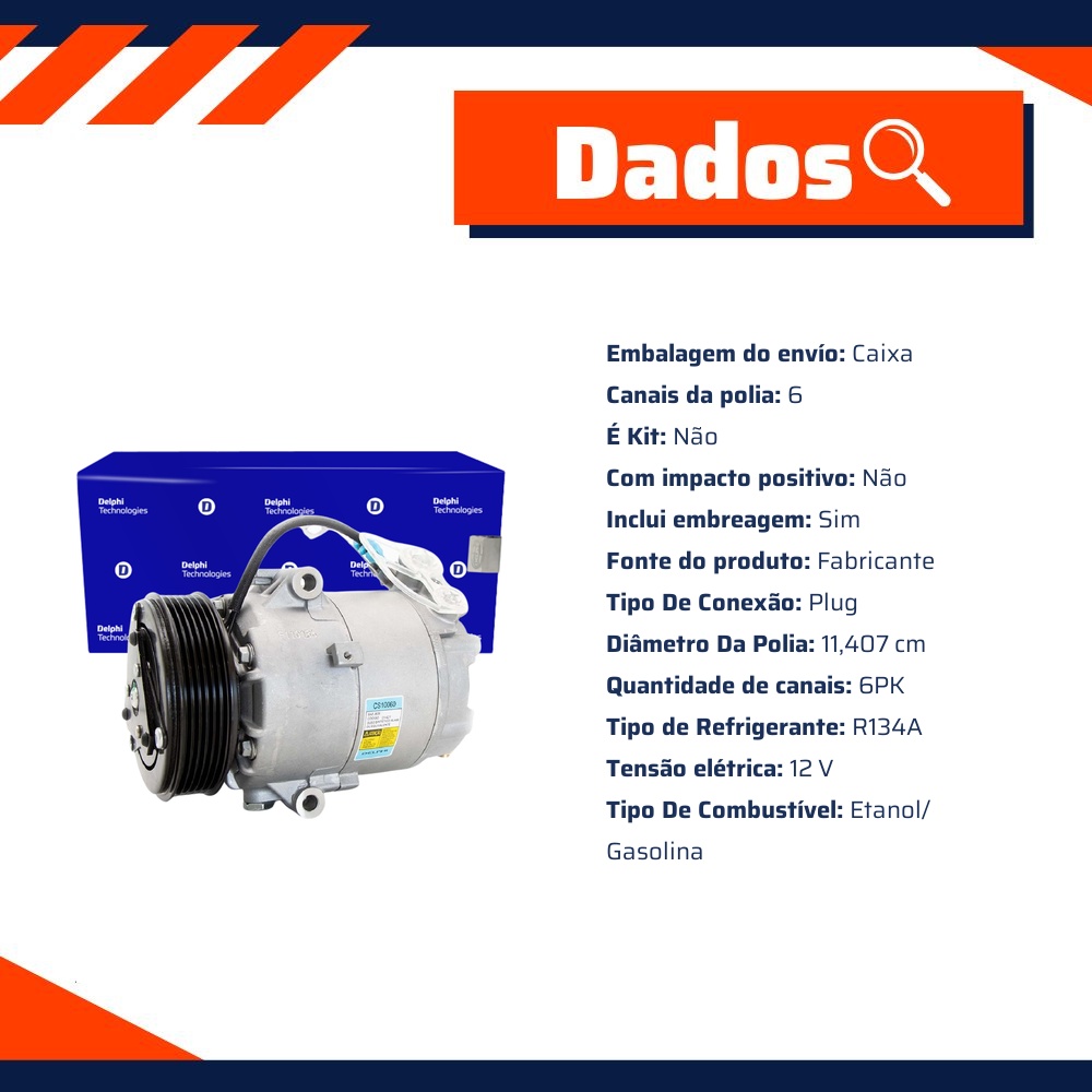 Compressor Ar Condicionado CELTA PRISMA 1.0 1.4 CORSA 1.0 1.6 - Delphi - CS10060