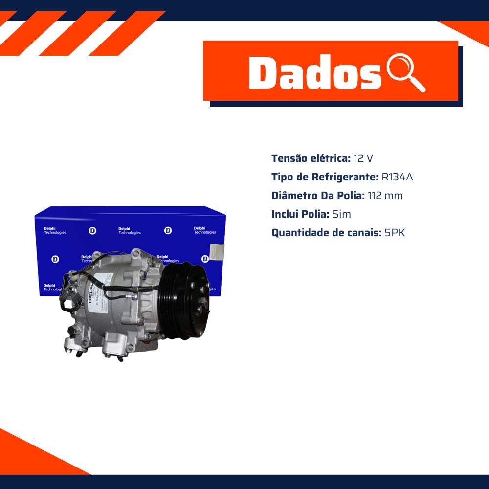 Compressor de Ar Condicionado para Honda FIT - Delphi - CS20419