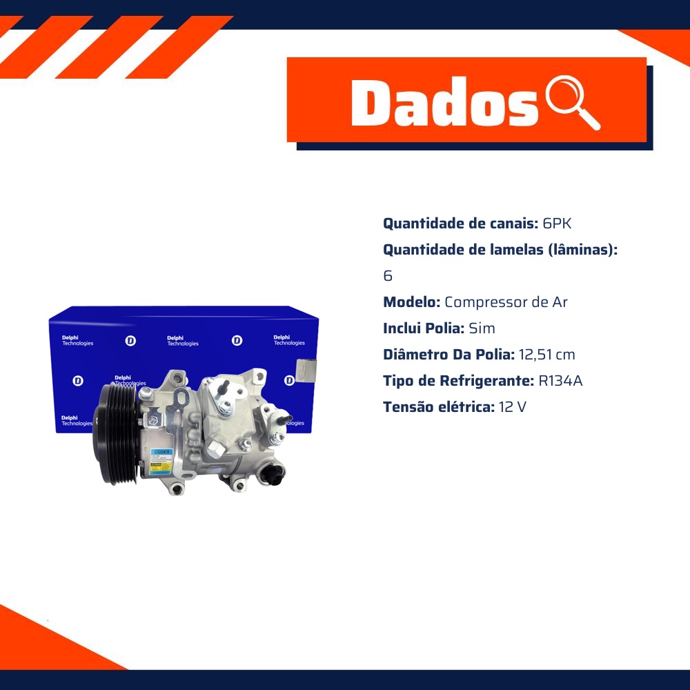 Compressor de Ar Condicionado para Toyota Corolla - Delphi - CS20478
