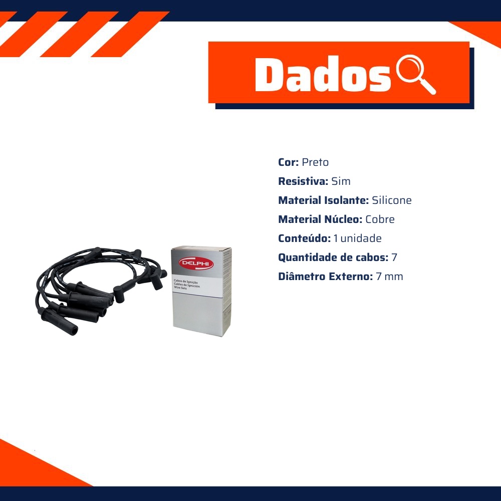 Jogo de Cabos de Vela para Dodge Dakota - Delphi - XS10650