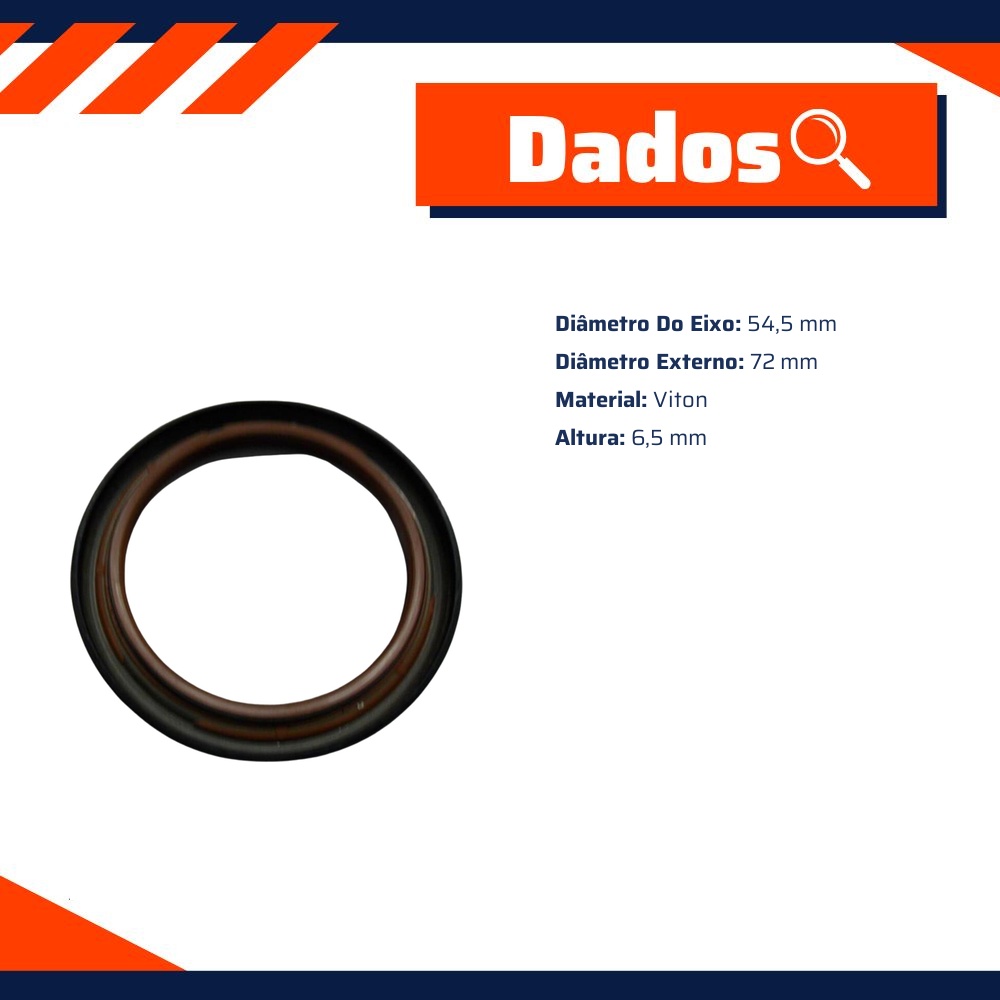 Retentor da Bomba de Óleo 54,5 x 72 x 6,5 mm - Corteco - 8391V