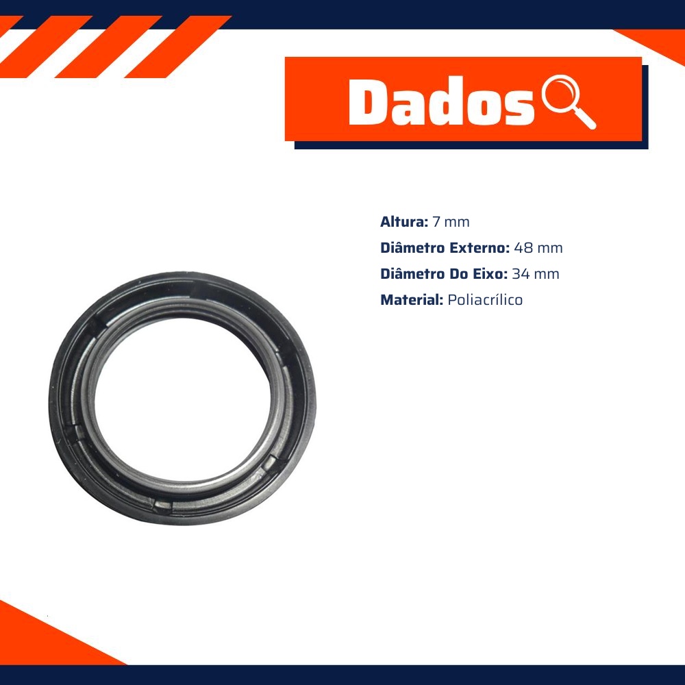 Retentor do Comando 34 X 48 X 7 mm para Nissan Pathfinder - Corteco - 7800P