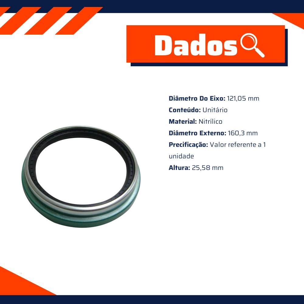 Retentor do Cubo de Roda 121,05 x 160,3 x 25,58 mm - Corteco - 2713N