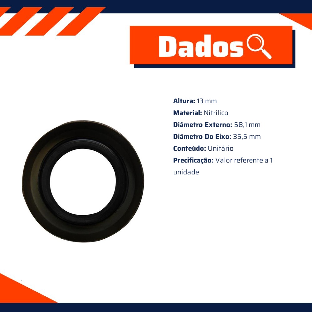 Retentor do Cubo de Roda 35,5 x 58,1 x 13 mm - Corteco - 1044N