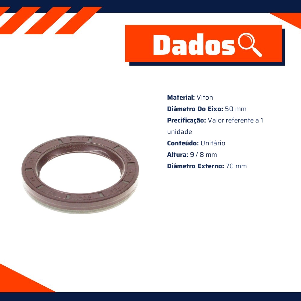 Retentor do Cubo de Roda 50 x 70 x 9/8 mm - Corteco - 578V