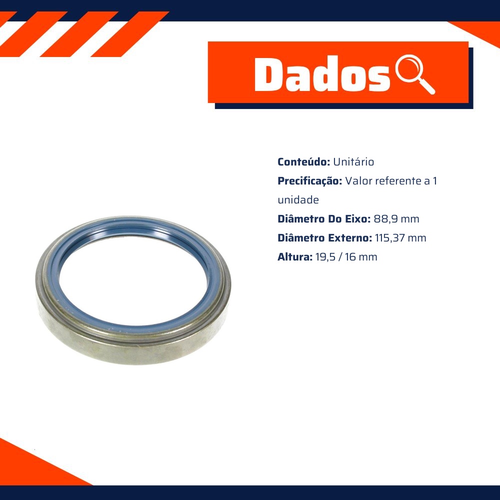 Retentor do Cubo de Roda 88,9 x 115,37 x 19,5/16 mm - Corteco - 2211N