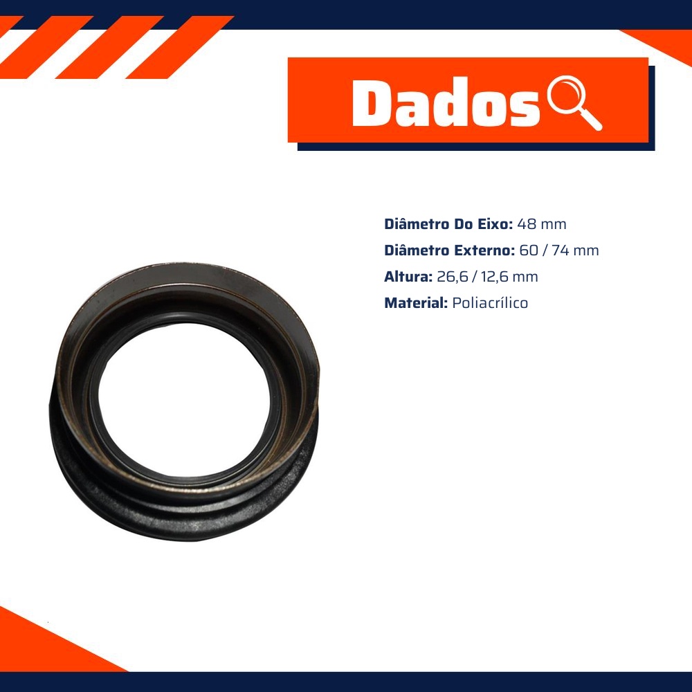 Retentor do Semieixo 48 X 60/74 X 26,6/12,6 mm para Volkswagen Bora - Corteco - 8347P