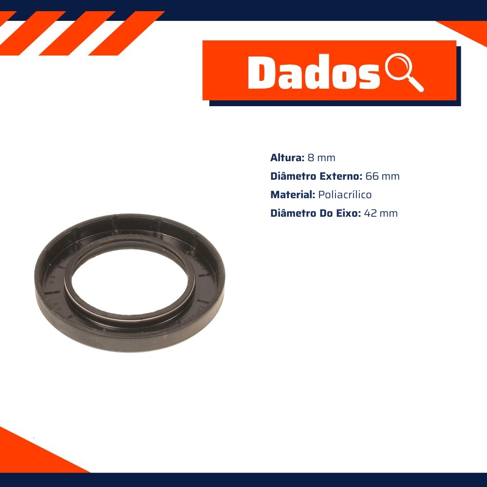 Retentor do Virabrequim 42 X 66 X 8 mm para Peugeot 106 - Corteco - 7487P