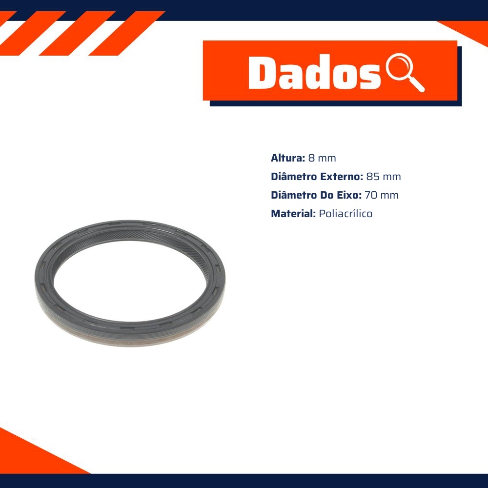Retentor do Virabrequim 70 x 85 x 8 mm - Corteco - 1137P