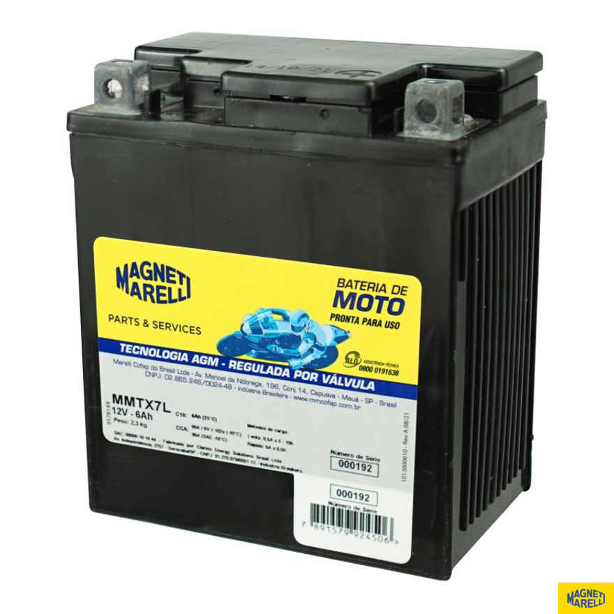 Bateria para Moto 12V 6Ah - Magneti Marelli - MMTX7L