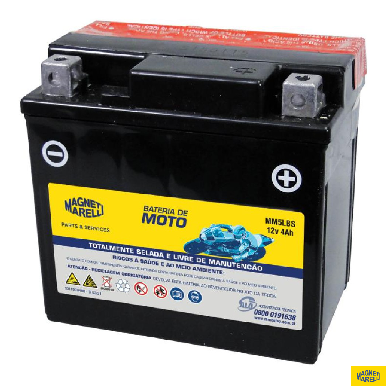 Bateria para Moto 12V 4Ah - Magneti Marelli - MM5LBS
