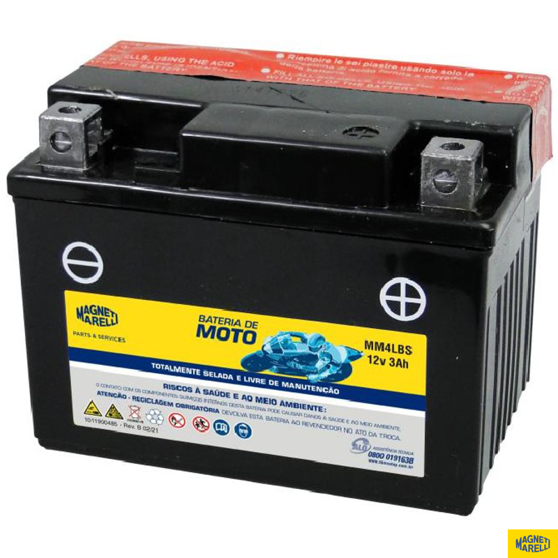 Bateria para Moto 12V 3Ah - Magneti Marelli - MM4LBS