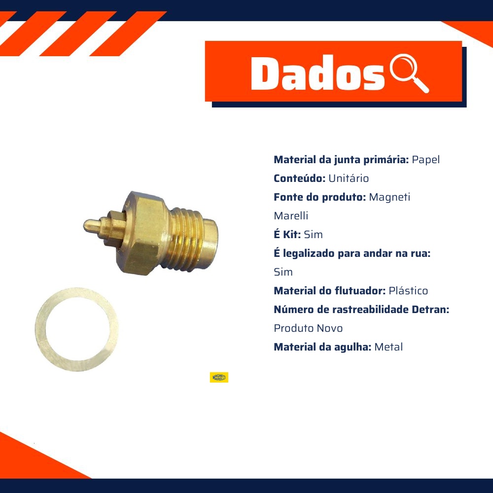 Conjunto De Válvula Da Bóia Do Carburador - Magneti Marelli - 48812002