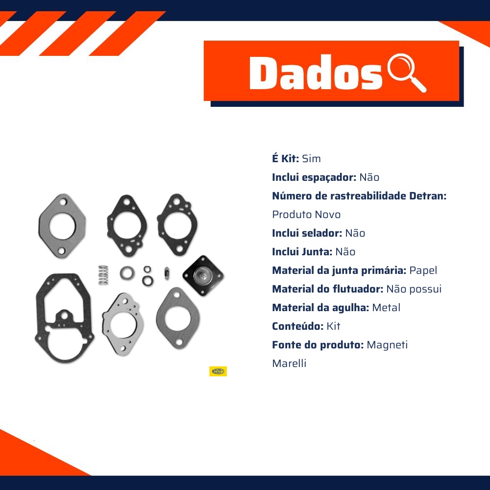 Kit de Manutenção de Carburador para Fiat 147 - Magneti Marelli - KIT07172