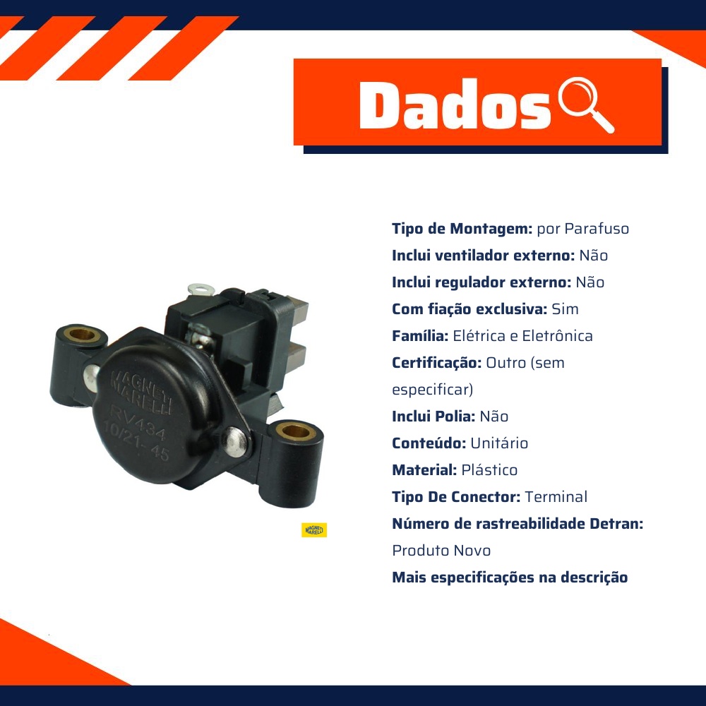 Regulador de Voltagem para Peugeot 205 - Magneti Marelli - RV434