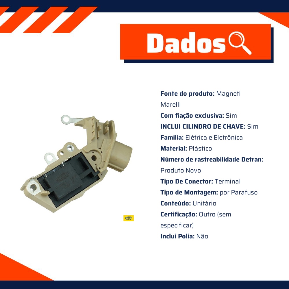 Regulador de Voltagem para Toyota Corolla e Fielder - Magneti Marelli - RV961