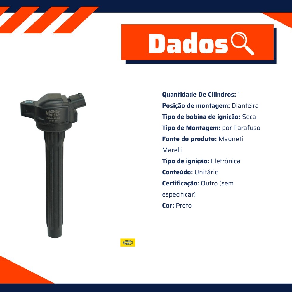 Bobina de Ignição para Toyota Etios e YARIS - Magneti Marelli - BI0165MM